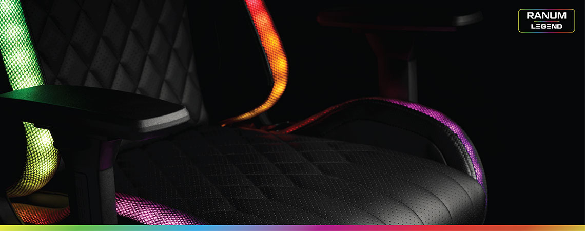 Чорне геймерське крісло з різноколірною LED-підсвіткою