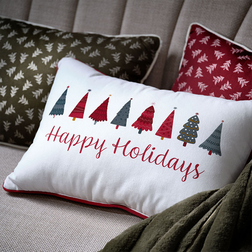 Святкові різдвяні подушки з візерунками із зображенням ялинки