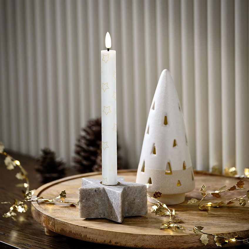 Свічник у формі зірки з мармуру, різдвяна LED-свічка з зірками та ялинка зі світлодіодами