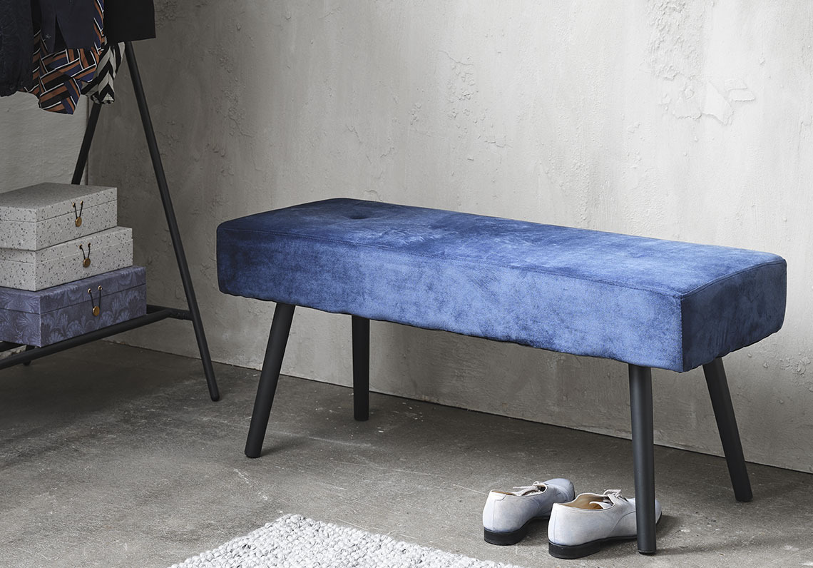 Dark blue hallway bench