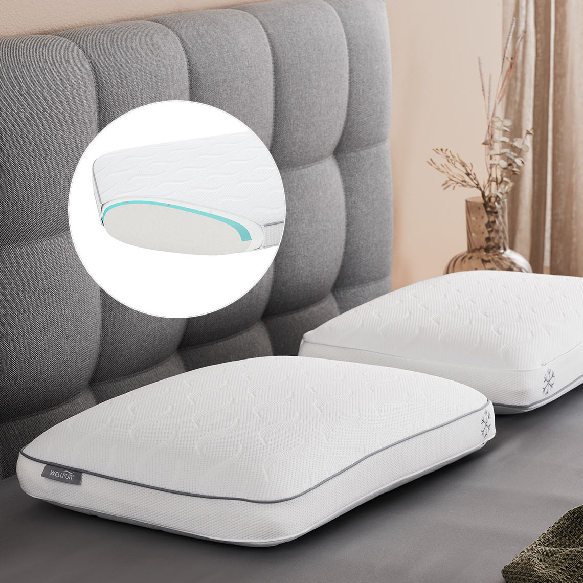 Дві подушки з Memory Foam з шаром охолодження